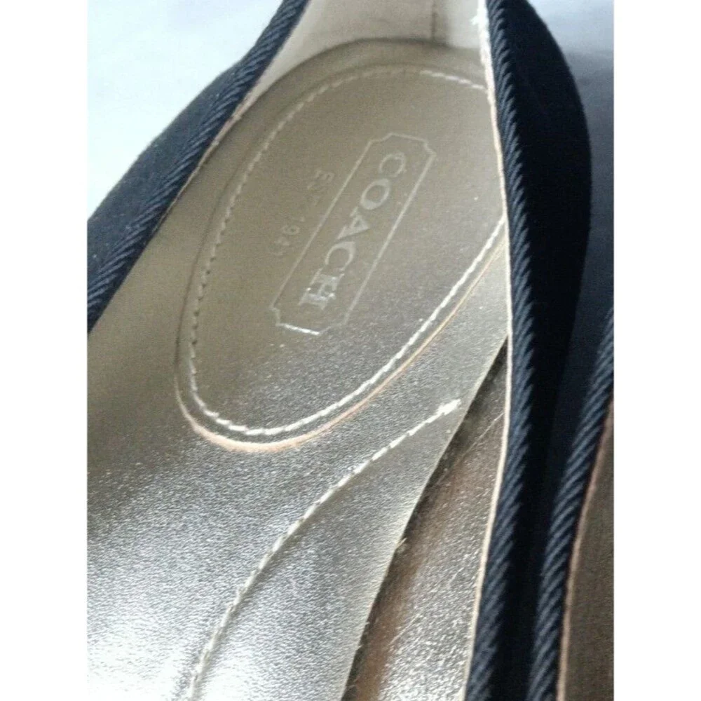 Coach Deedra Black Suede Flats Shoes Women's Size 7 B Light Weight